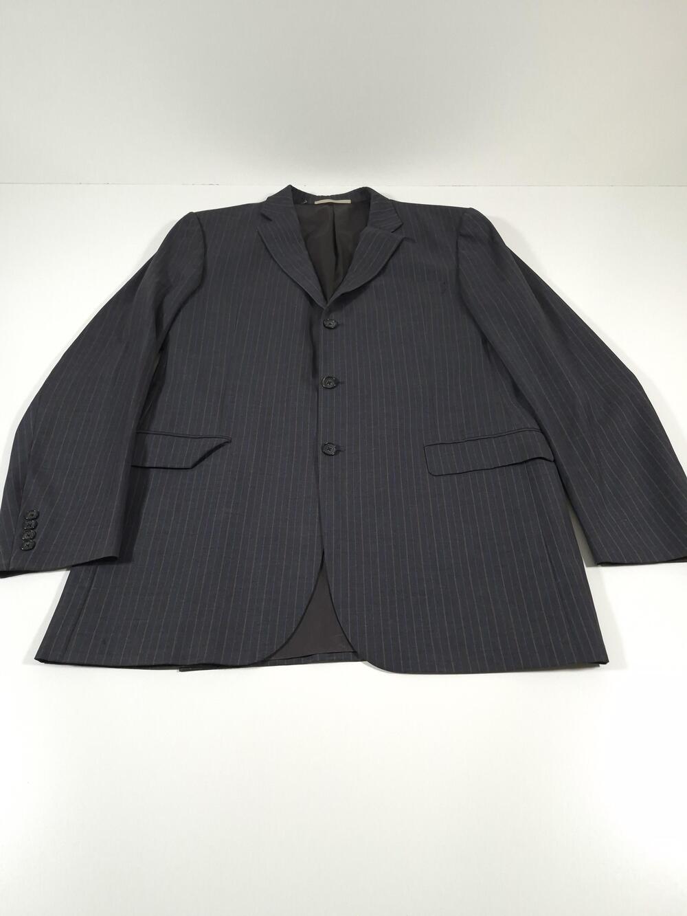 Burberry London Suit Jacket Mens 44 XLong Gray Pinstripe 100% Wool USA